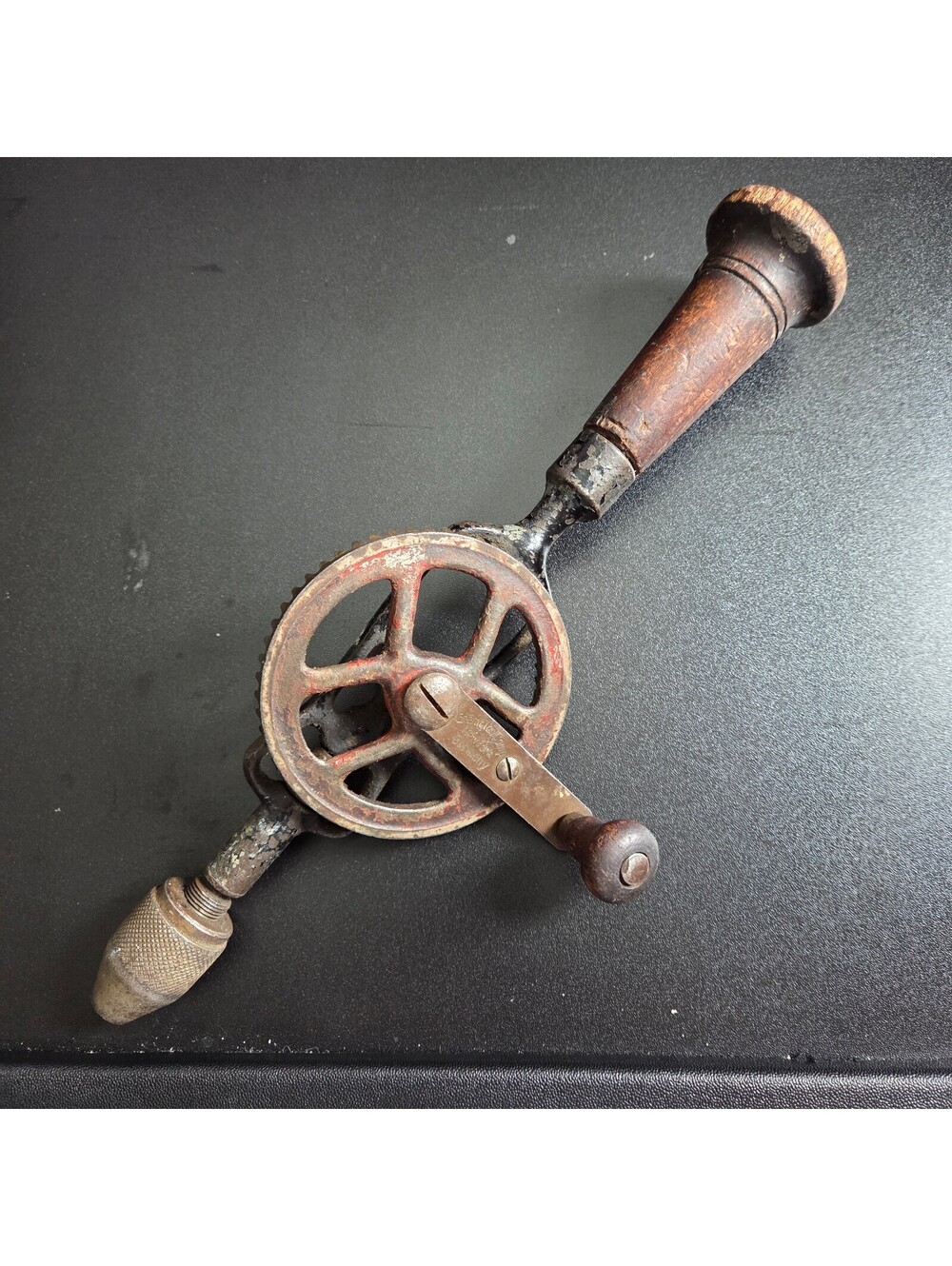 Vintage Granit Tool Comp Hand Crank Egg Beater Drill Germany Wood Handle